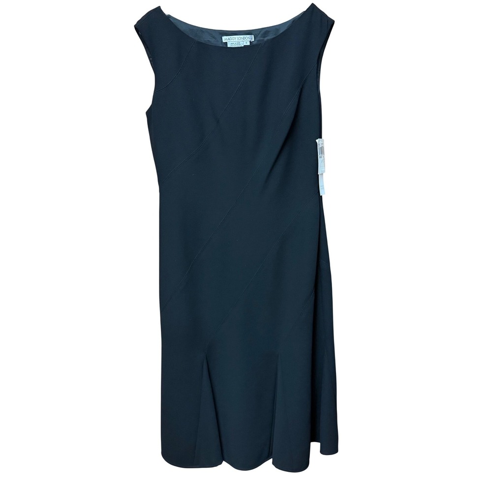 NWT Maggy London Black Sleeveless Sheath Dress Knee Length Sz‎ 8 Old Money Work